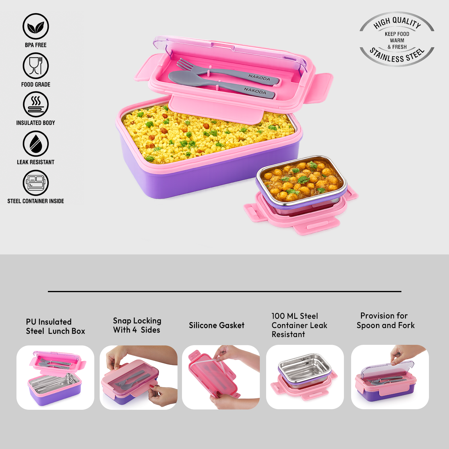 Nakoda PUNCH DLX | School Tiffin Box