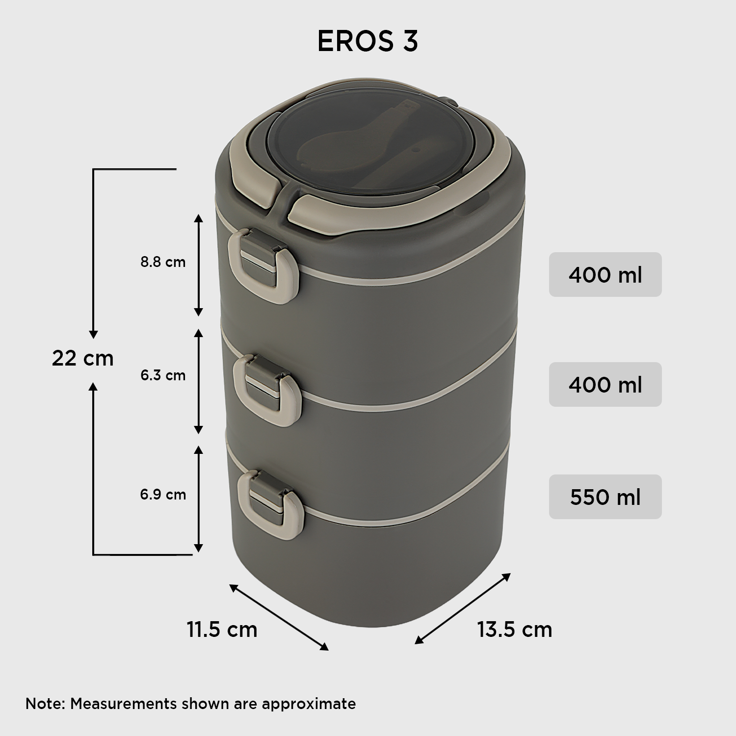 Nakoda Eros Office Tiffin, 3 Compartments