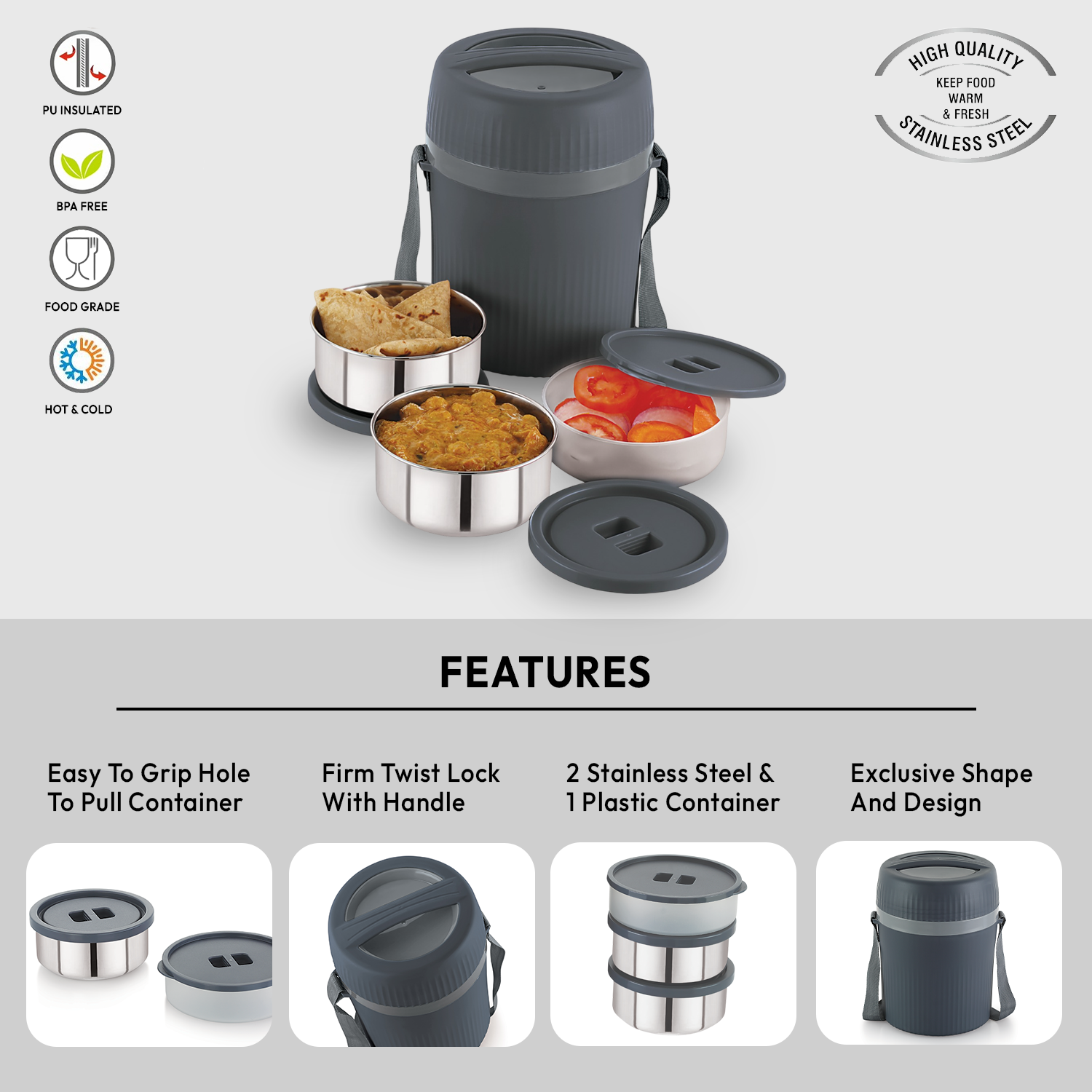 Nakoda Comet Big Office Tiffin | Set of 3