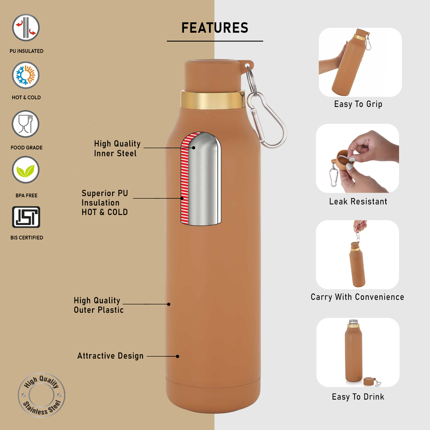 Kindle 900 Insulated Water Bottle, 620ml