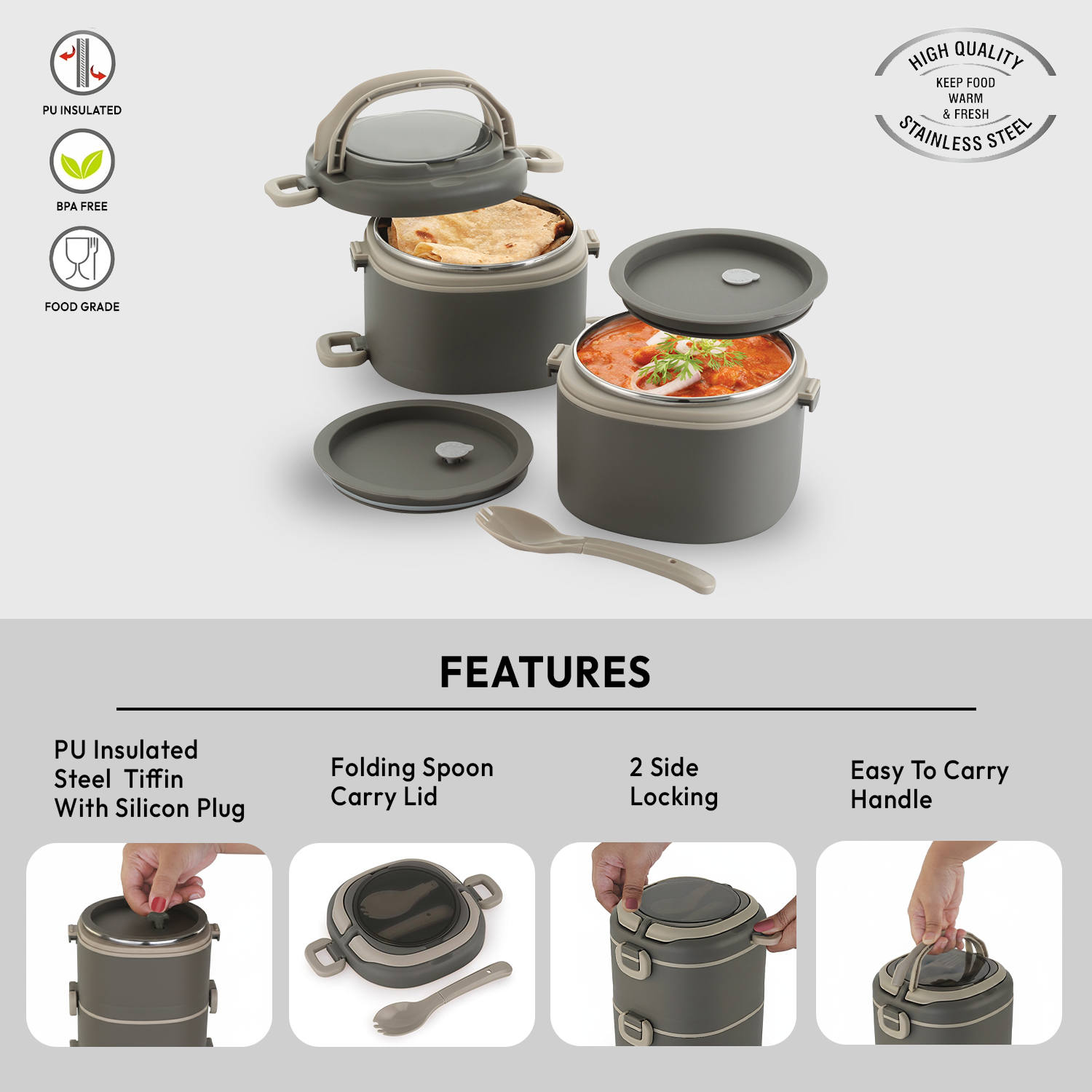 Nakoda Eros Office Tiffin | 2 Compartments