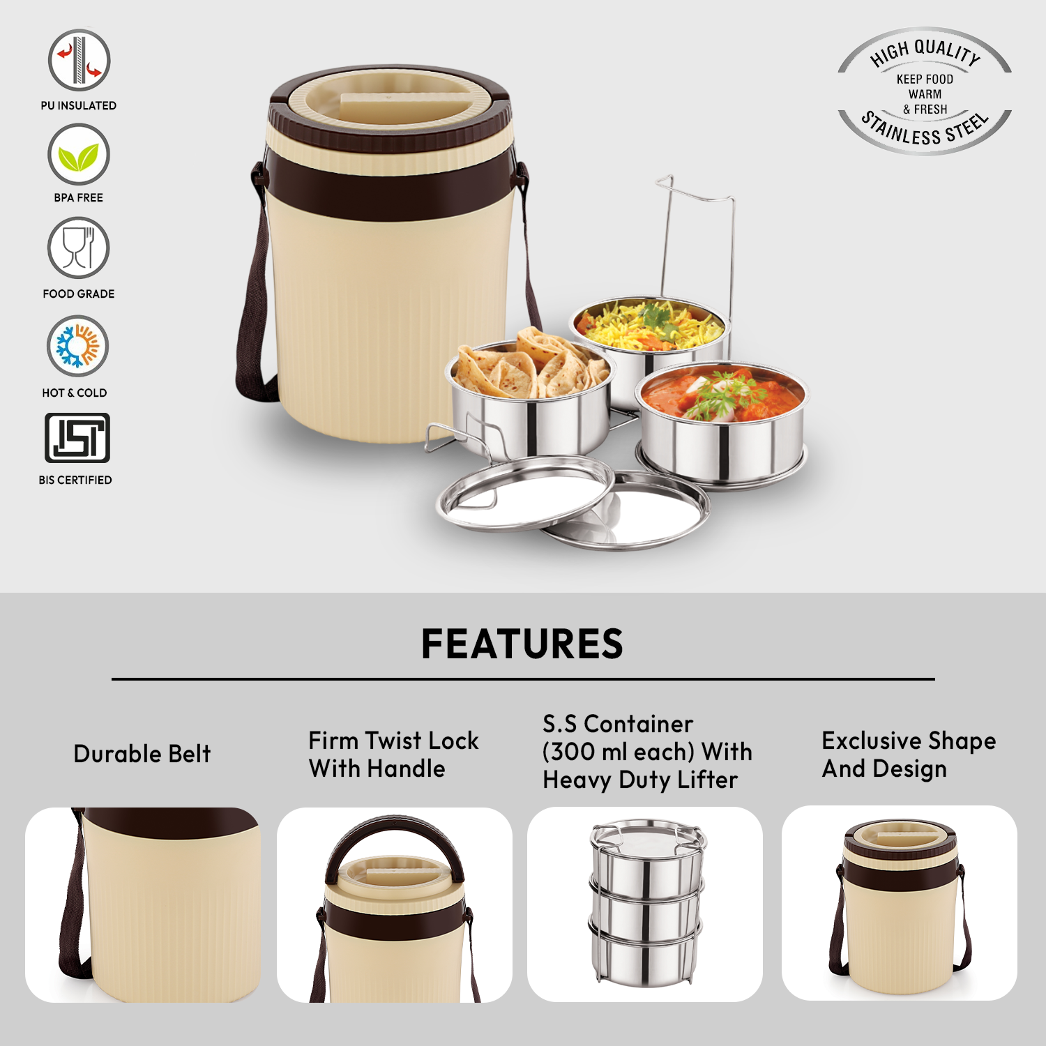 Nakoda Harrier Small Office Tiffin | Set of 3