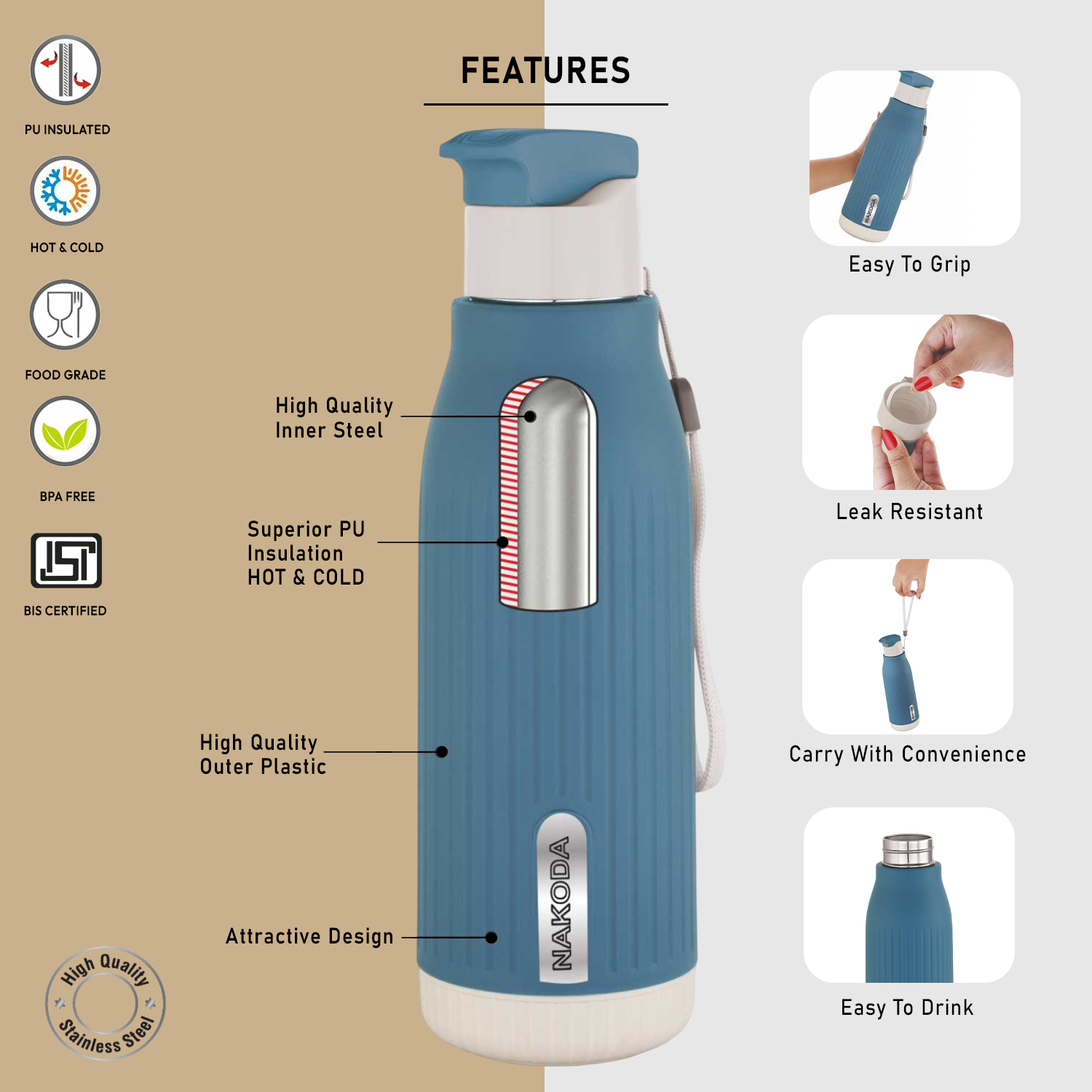 Vigo 900 Insulated Water Bottle, 630ml