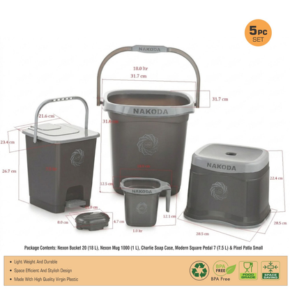 Nakoda NEXON 5 PC BATHROOM SET | SMALL