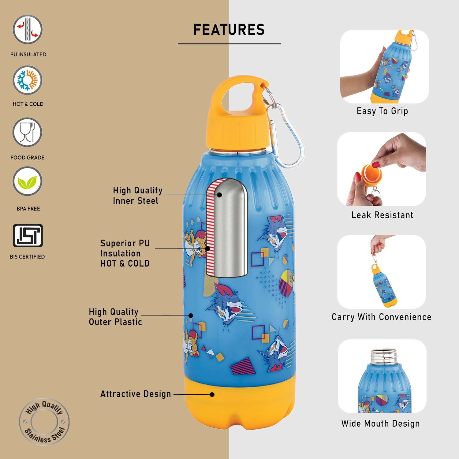 Nakoda Gili 600 Insulated Water Bottle, 500ml