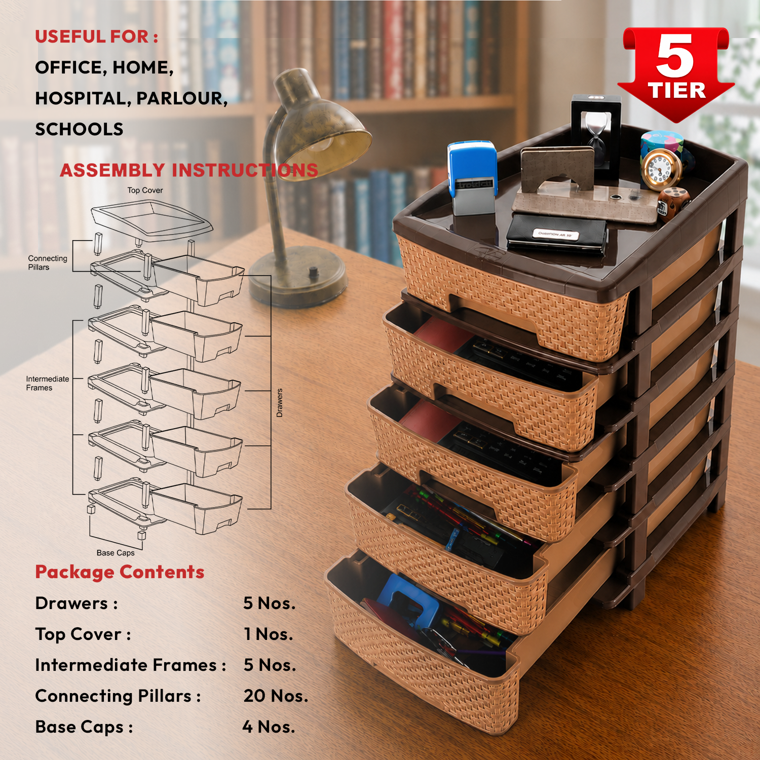 Nakoda CLASSY PLASTIC DRAWER V TIER