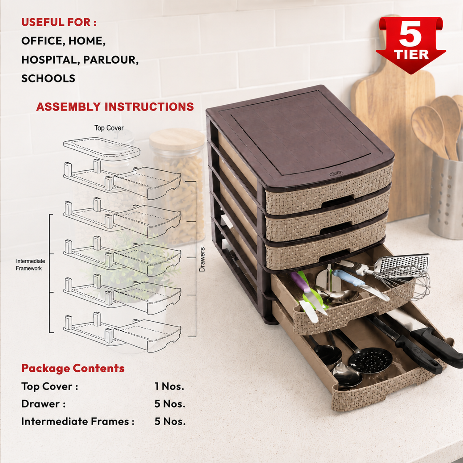 Nakoda MODULO PLASTIC DRAWER V TIER