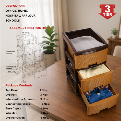 Nakoda PLATINA PLASTIC DRAWER III TIER