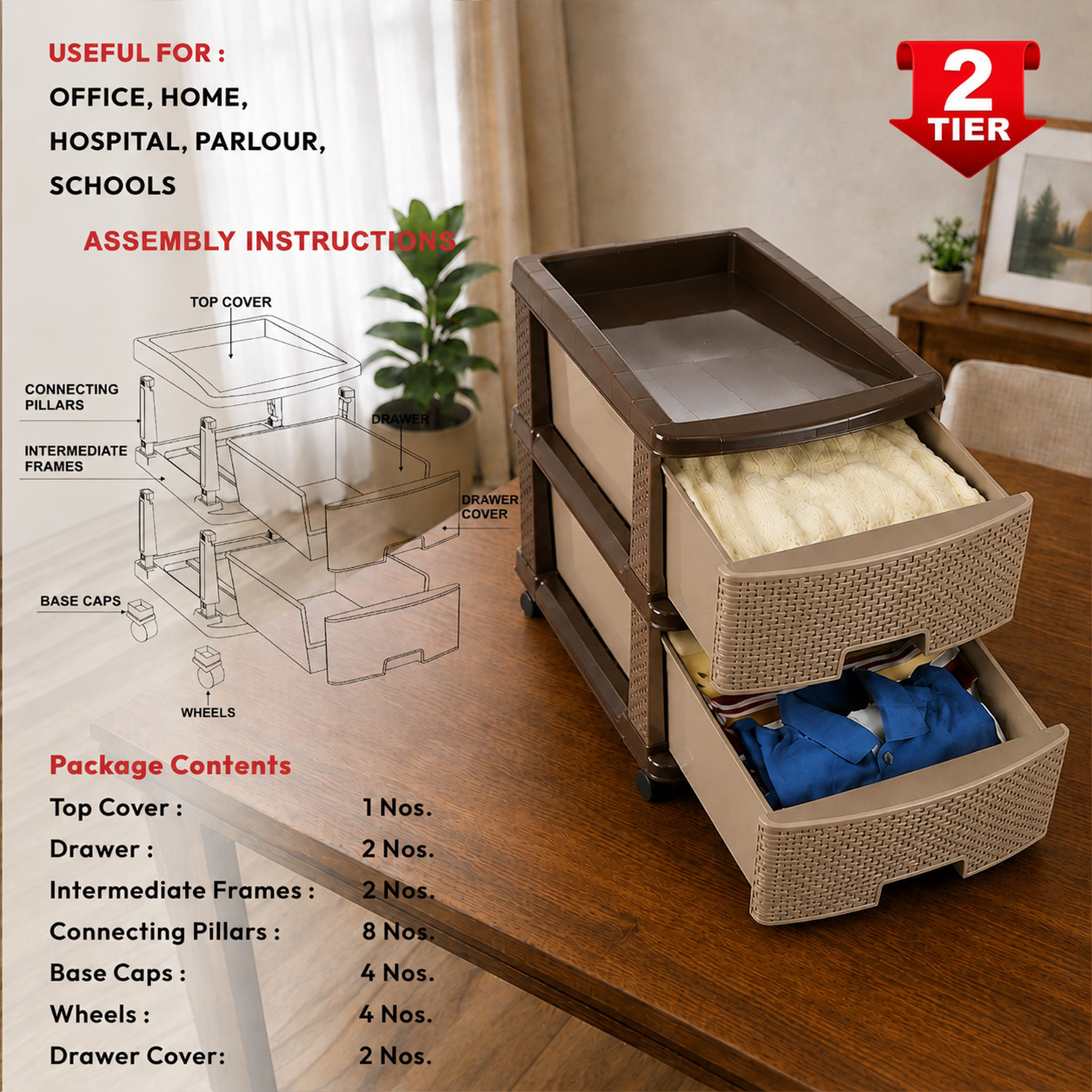 Nakoda PLATINA PLASTIC DRAWER II TIER