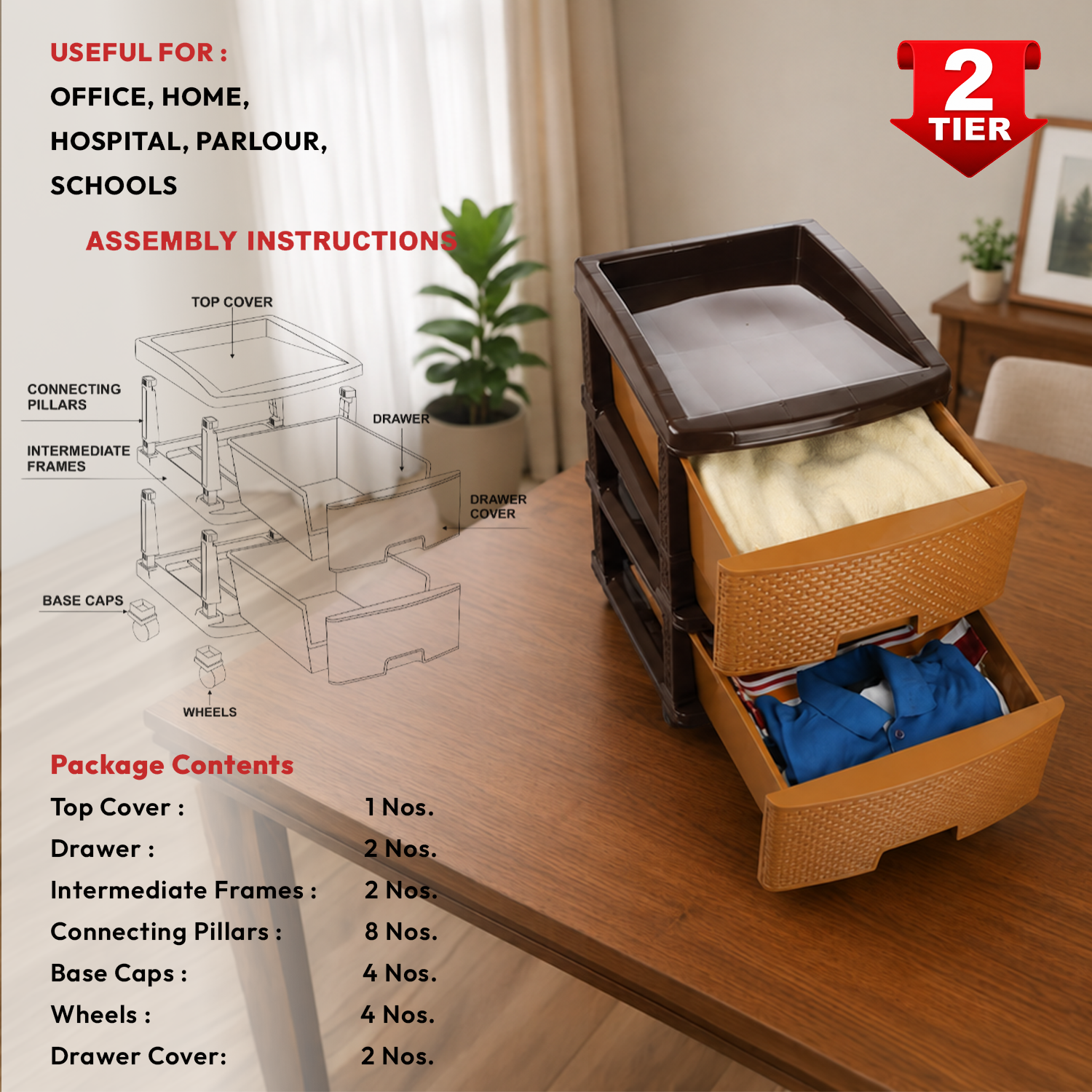 Nakoda PLATINA PLASTIC DRAWER II TIER