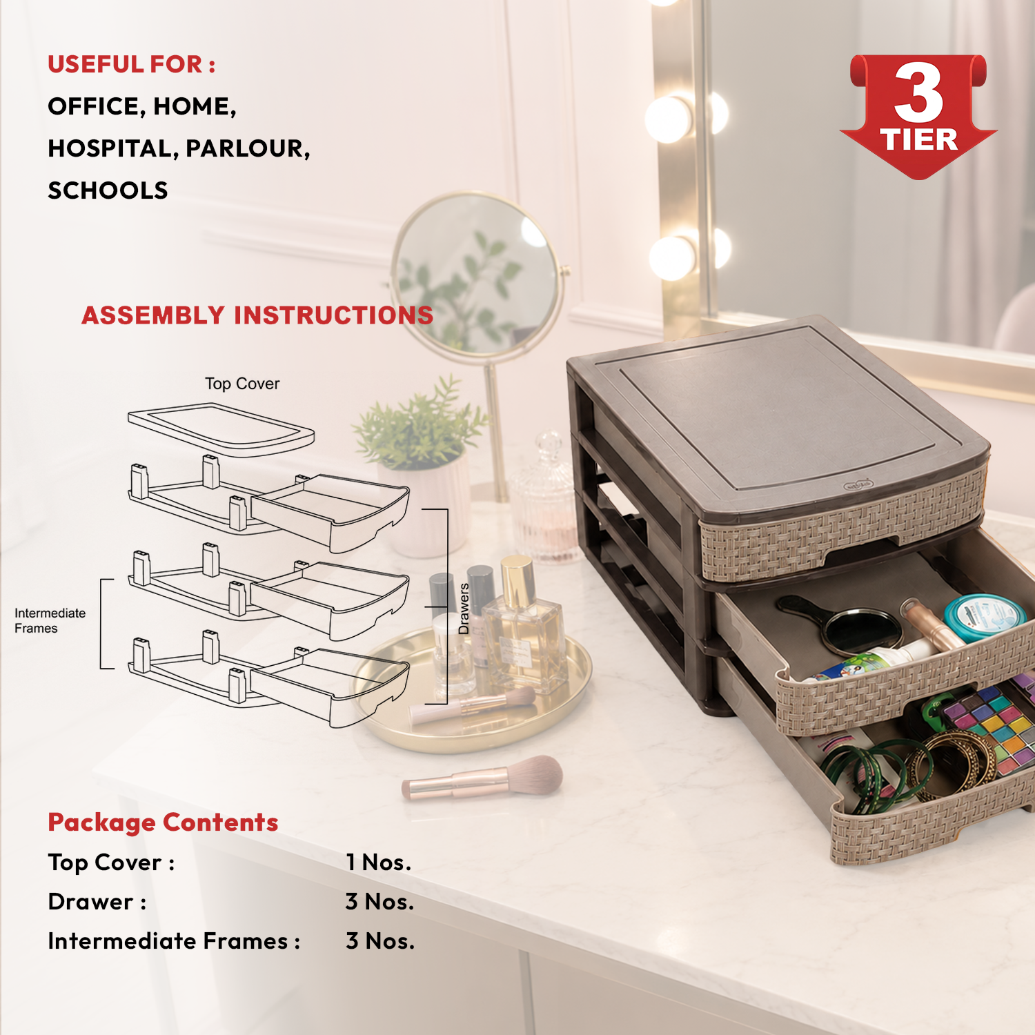 Nakoda MODULO PLASTIC DRAWER III TIER