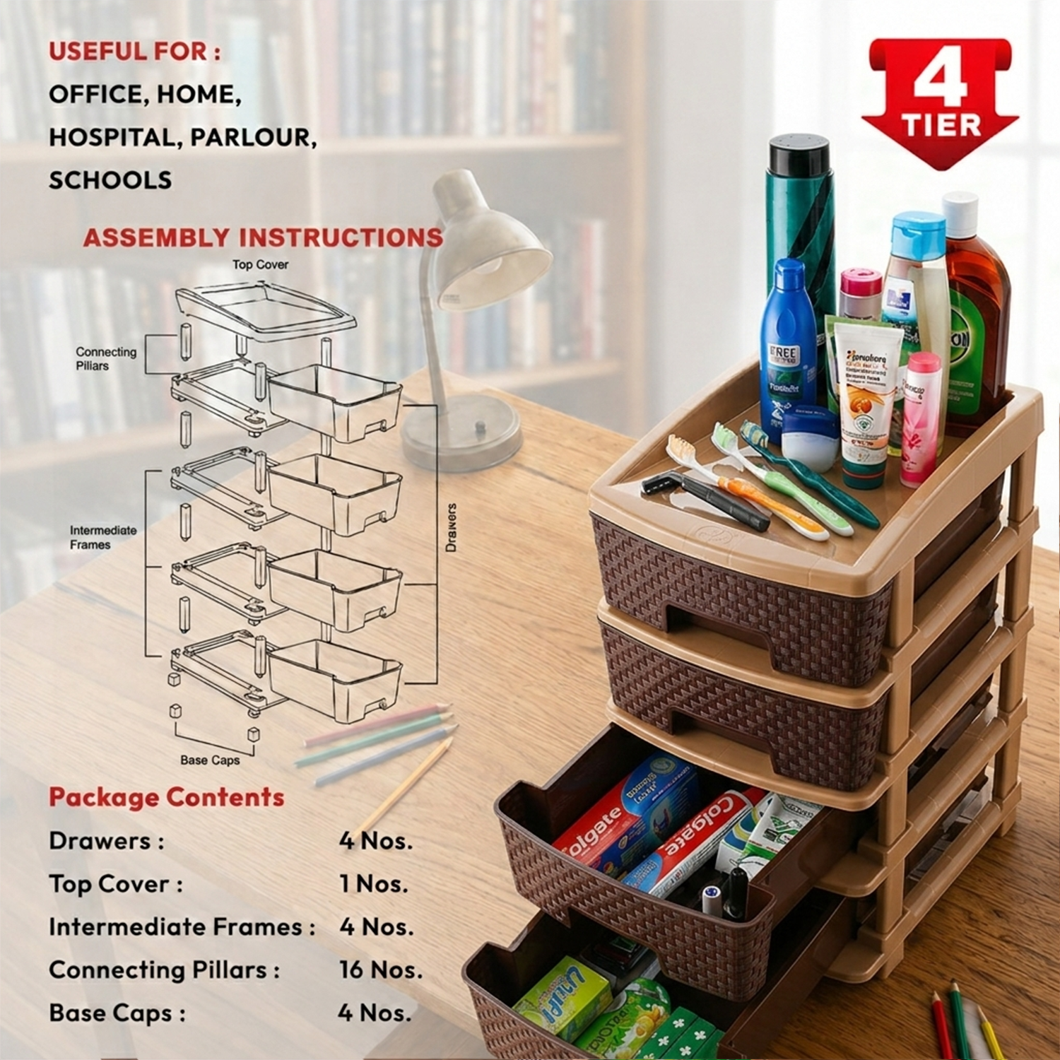 Nakoda CLASSY PLASTIC DRAWER IV TIER
