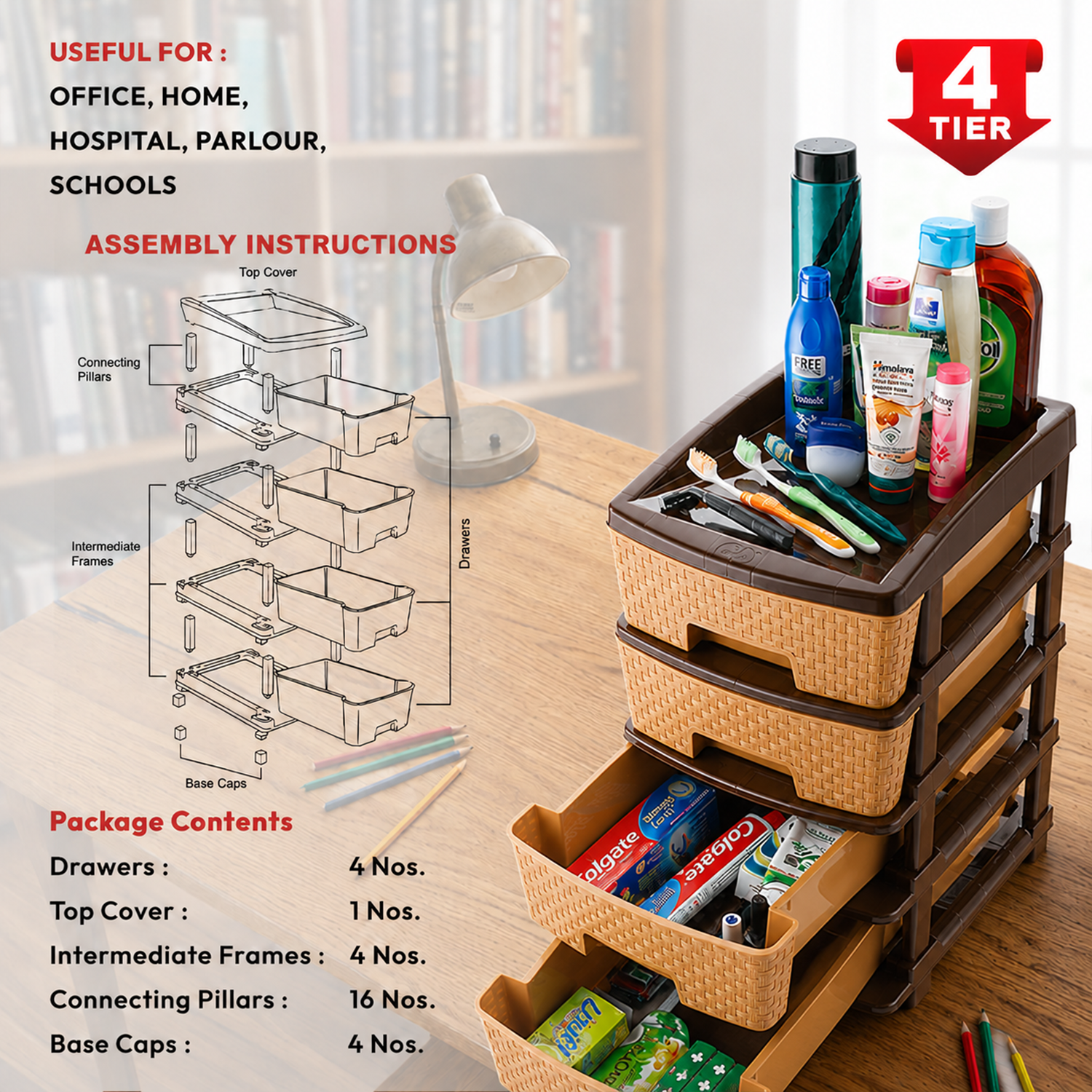 Nakoda CLASSY PLASTIC DRAWER IV TIER