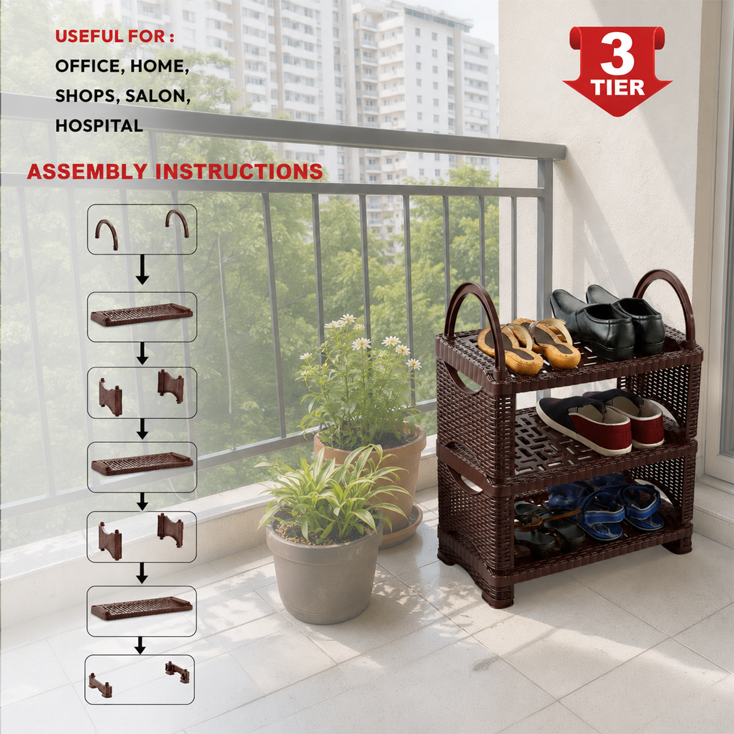 Nakoda FUTURA SHOE RACK III TIER