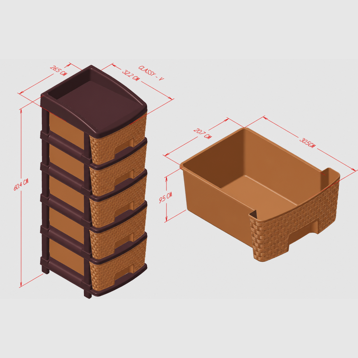 Nakoda CLASSY PLASTIC DRAWER V TIER