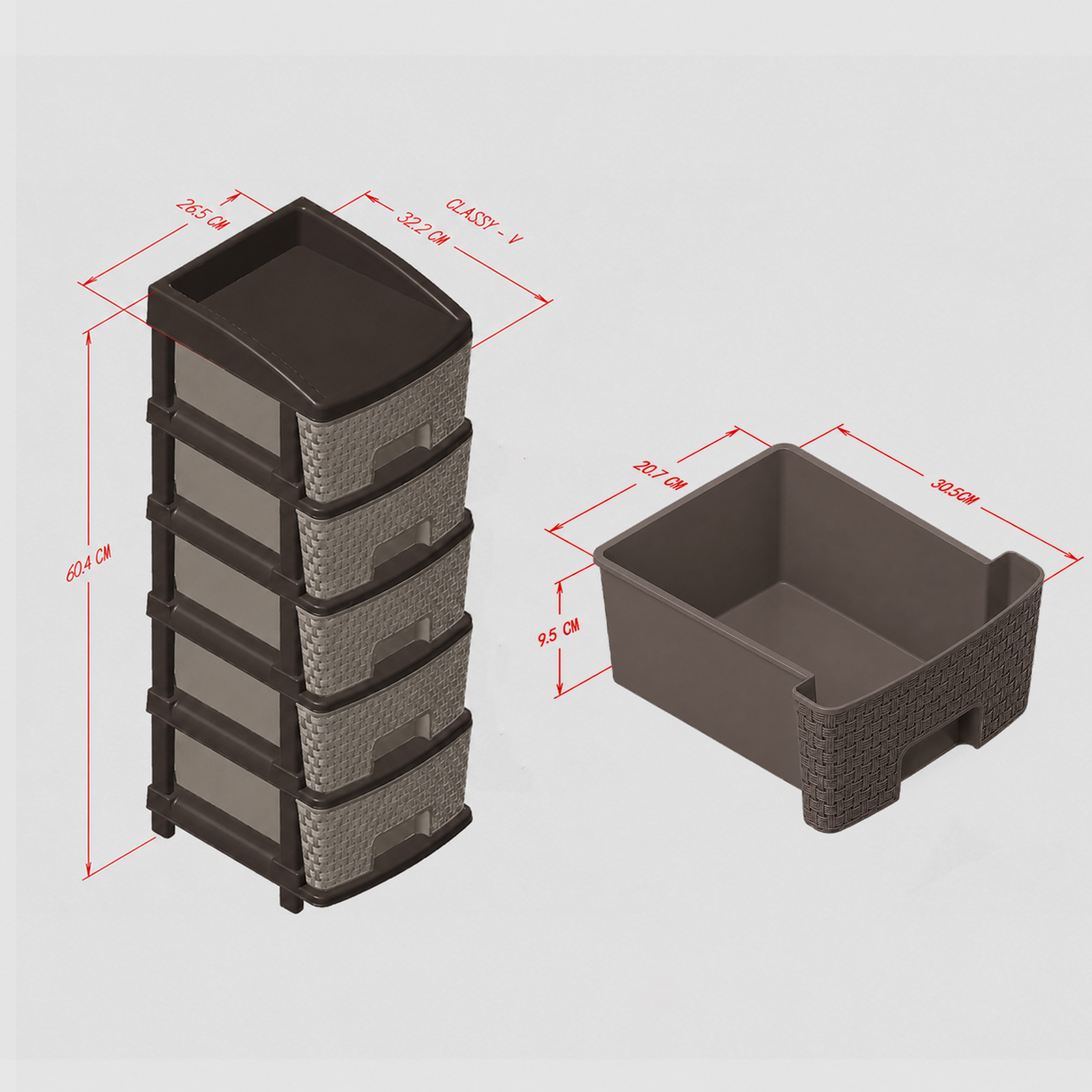 Nakoda CLASSY PLASTIC DRAWER V TIER