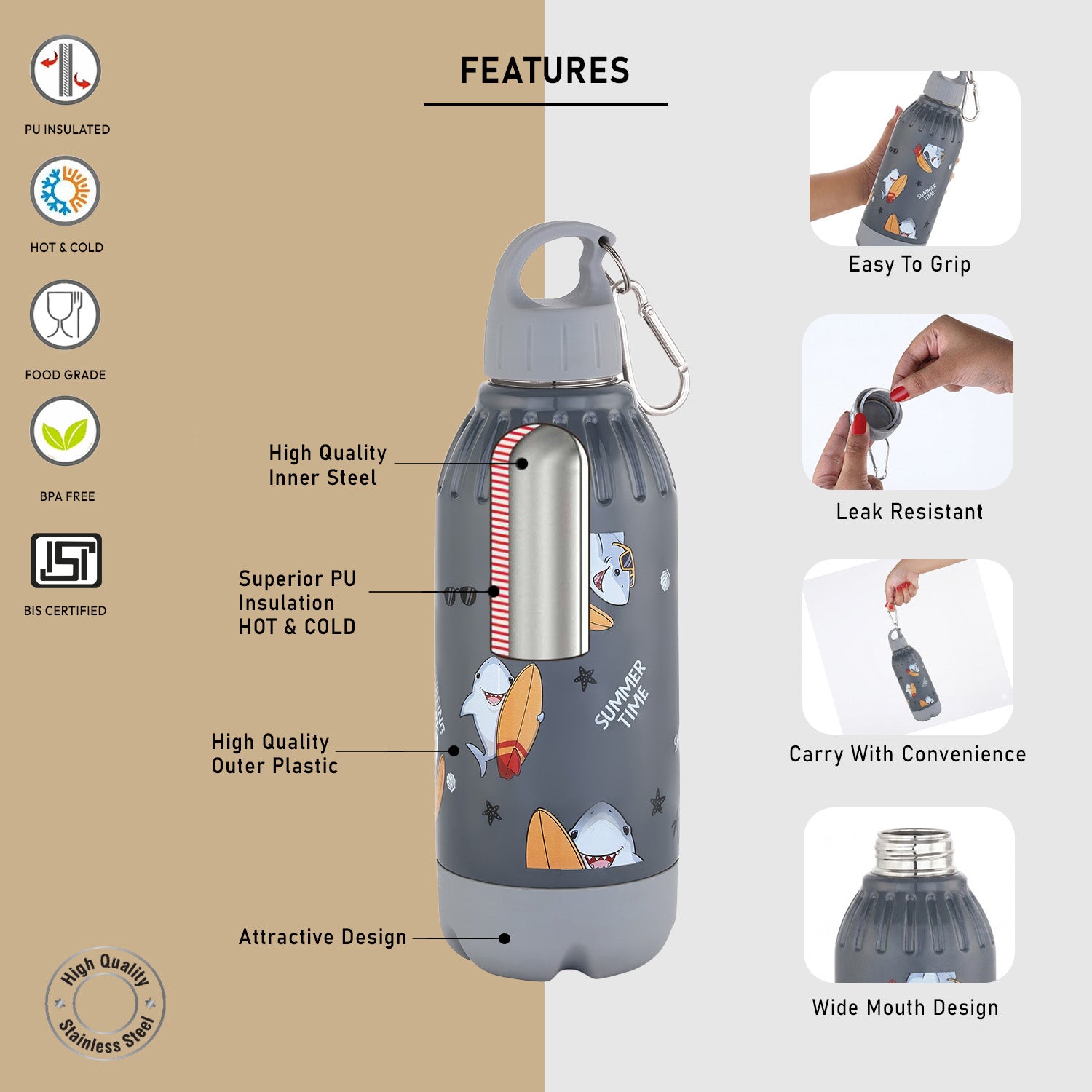 Nakoda Gili 400 Insulated Water Bottle, 430ml