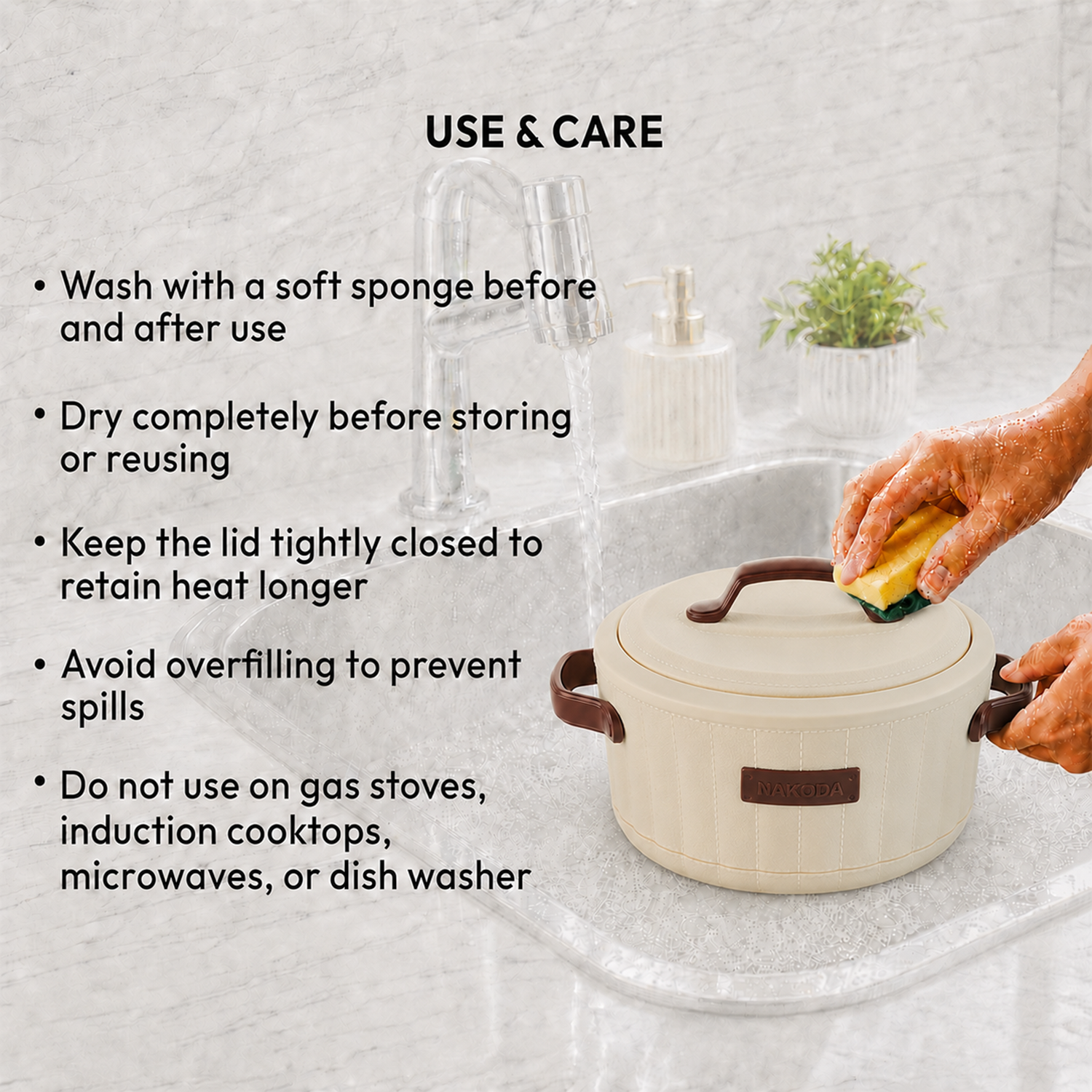 Nakoda SAFFRON PLAIN 2000 Insulated Casserole