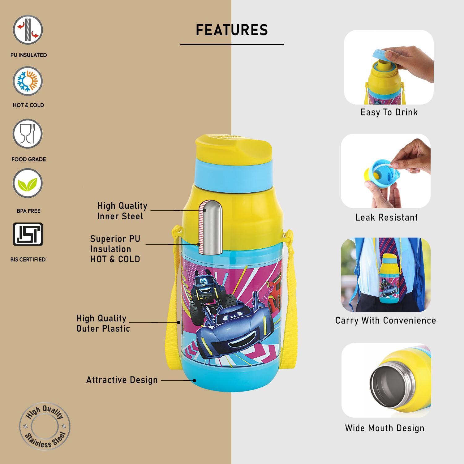 Nakoda Kids i-30 400 Insulated Water Bottle, 430ml