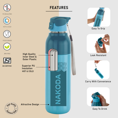 Nakoda Monark 600 Insulated Water Bottle, 540ml