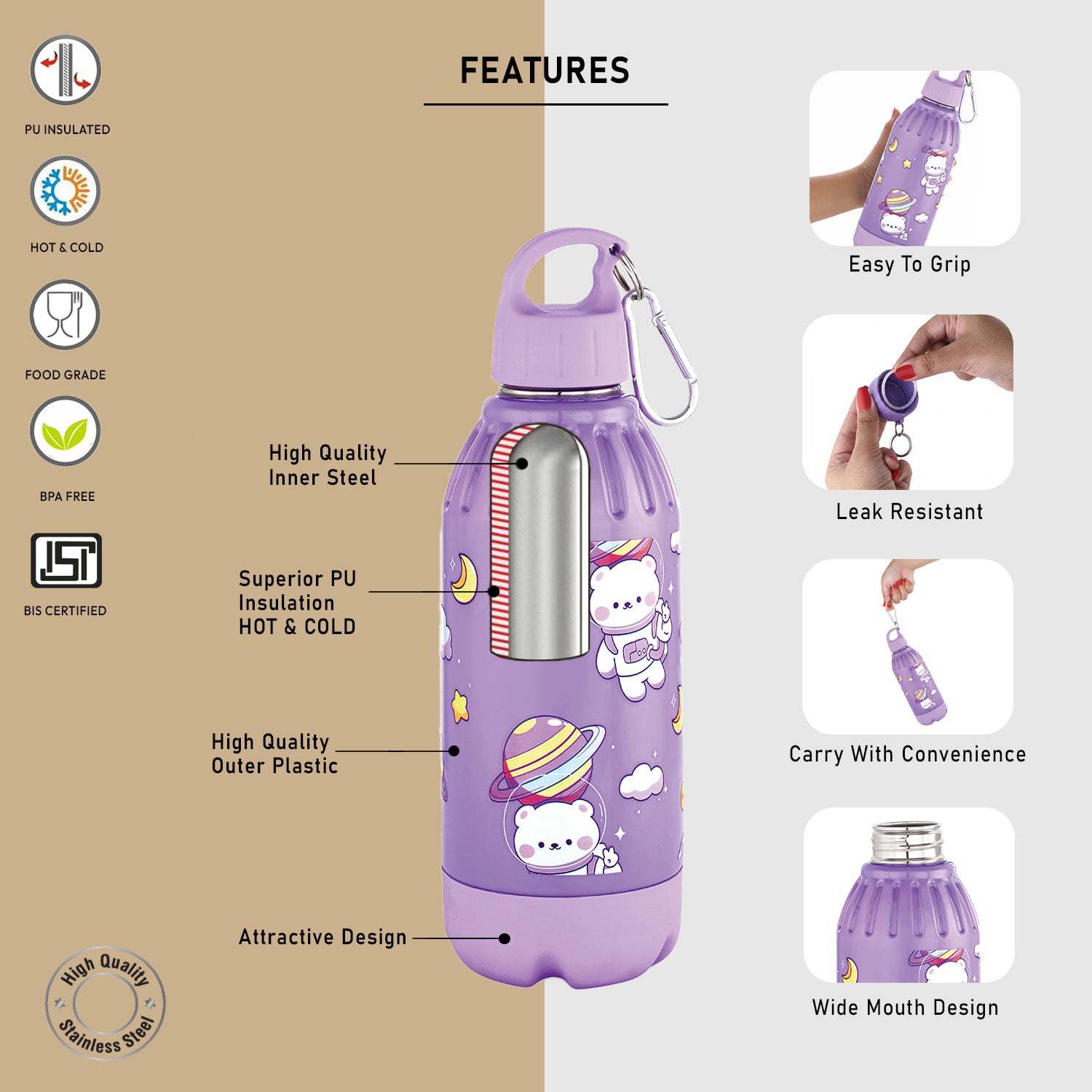 Nakoda Gili 400 Insulated Water Bottle, 430ml
