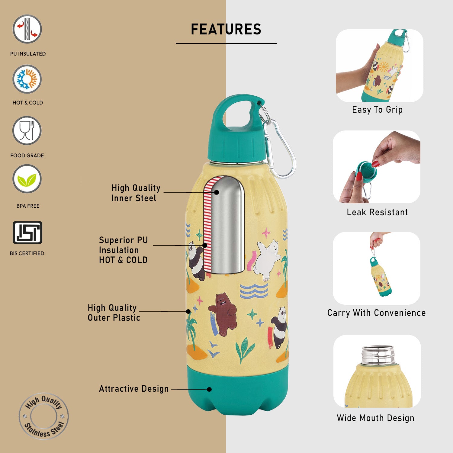 Nakoda Gili 400 Insulated Water Bottle, 430ml
