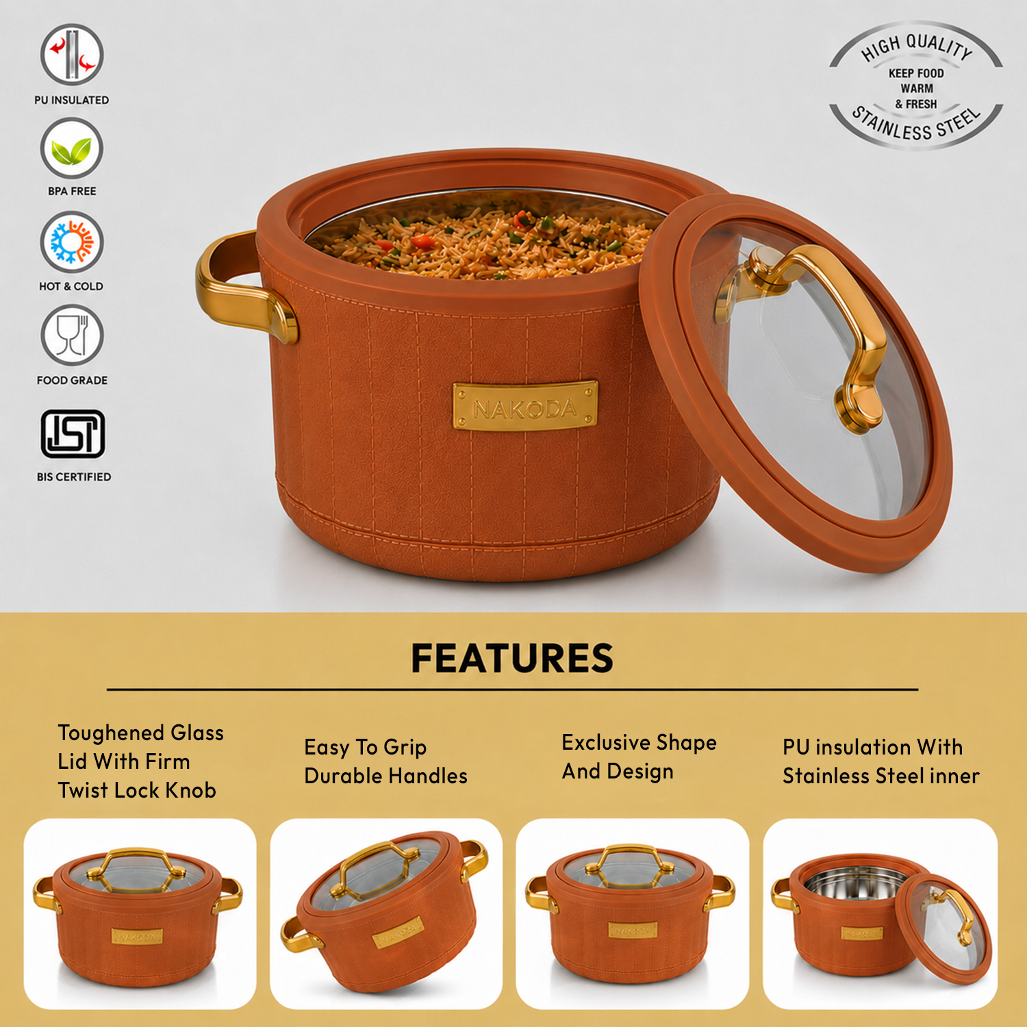 Nakoda SAFFRON DLX 2500 Insulated Casserole