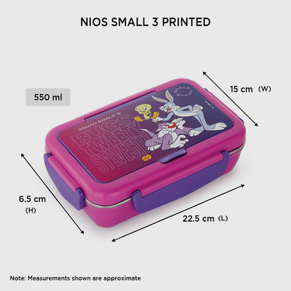 Nakoda NIOS PRINTED SMALL | 3 Partition | School Tiffin Box