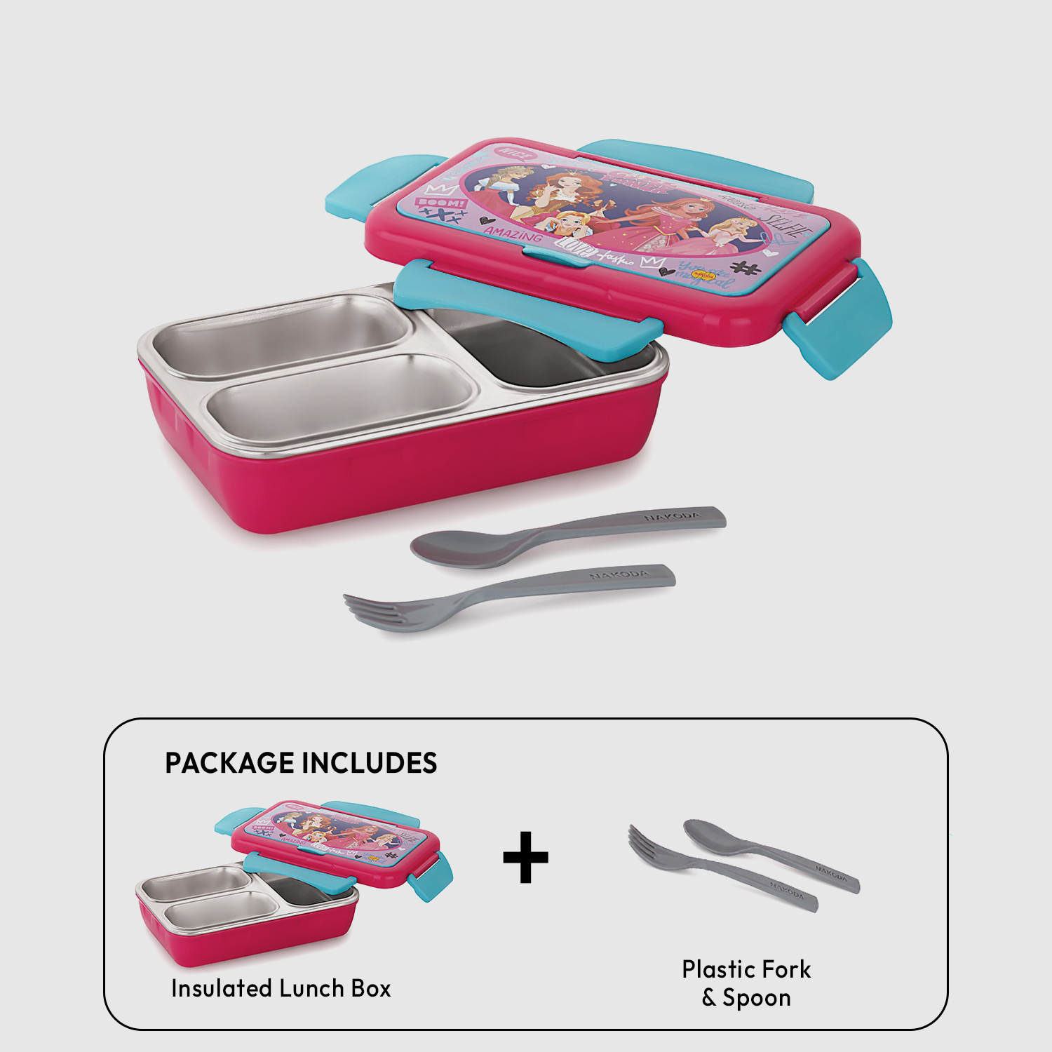 Nakoda NIOS PRINTED SMALL | 3 Partition | School Tiffin Box