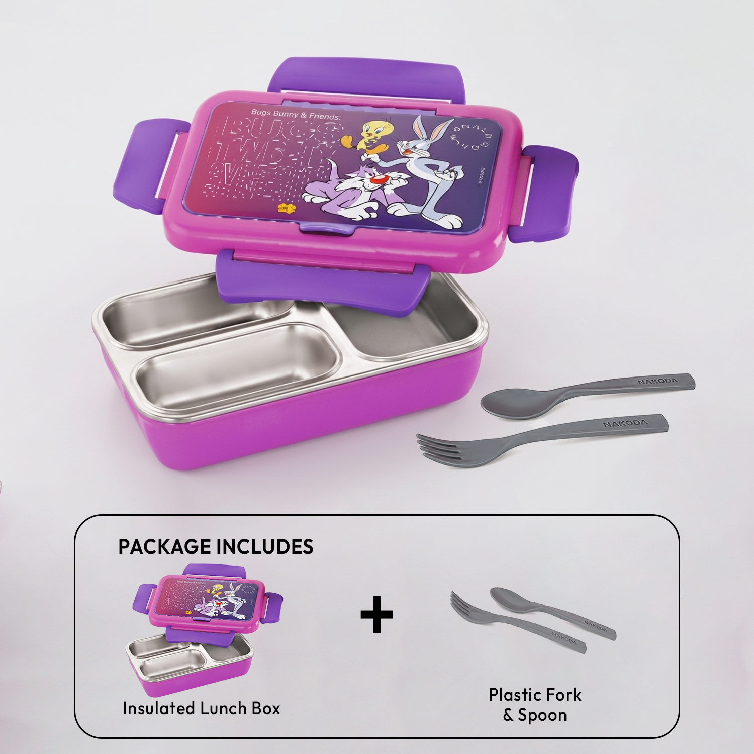 Nakoda NIOS PRINTED SMALL | 3 Partition | School Tiffin Box
