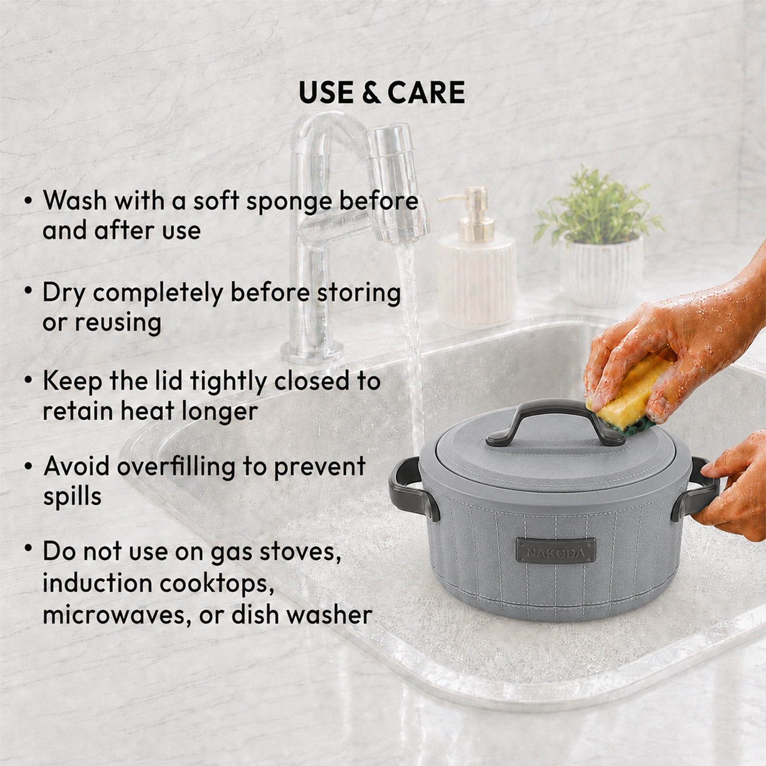 Nakoda SAFFRON PLAIN 1500 Insulated Casserole