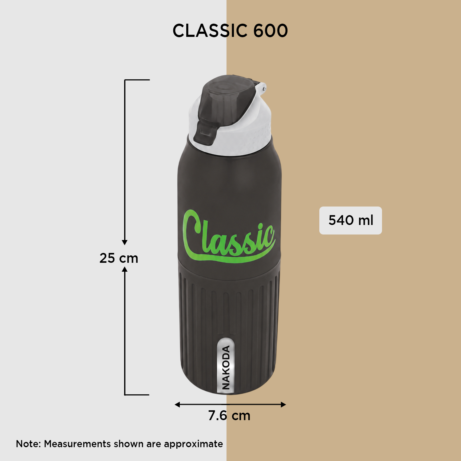 Nakoda Classic 600 Insulated Water Bottle, 540ml