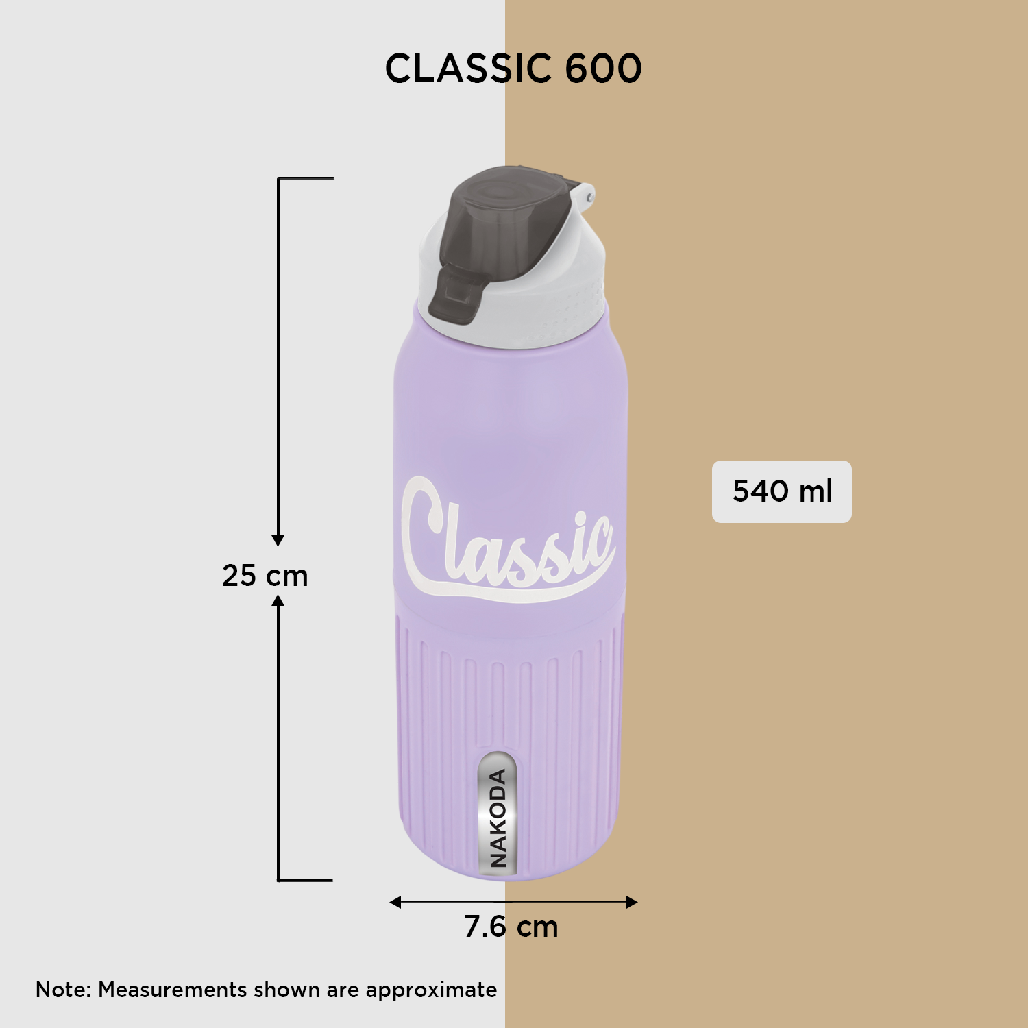 Nakoda Classic 600 Insulated Water Bottle, 540ml