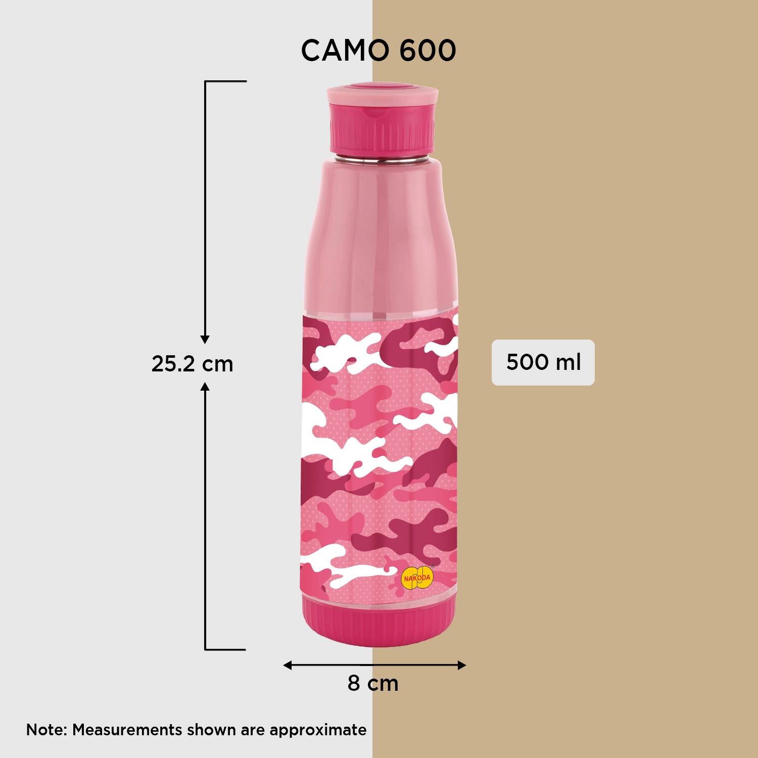 Nakoda Camo 600 Insulated Water Bottle, 500ml