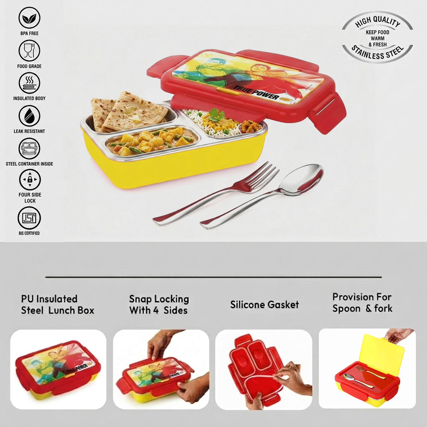 Nakoda NIOS PRINTED BIG | 3 Partition | School Tiffin Box