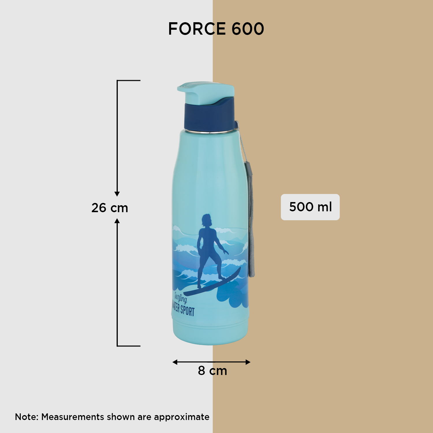 Nakoda Force 600 Insulated Water Bottle, 500ml