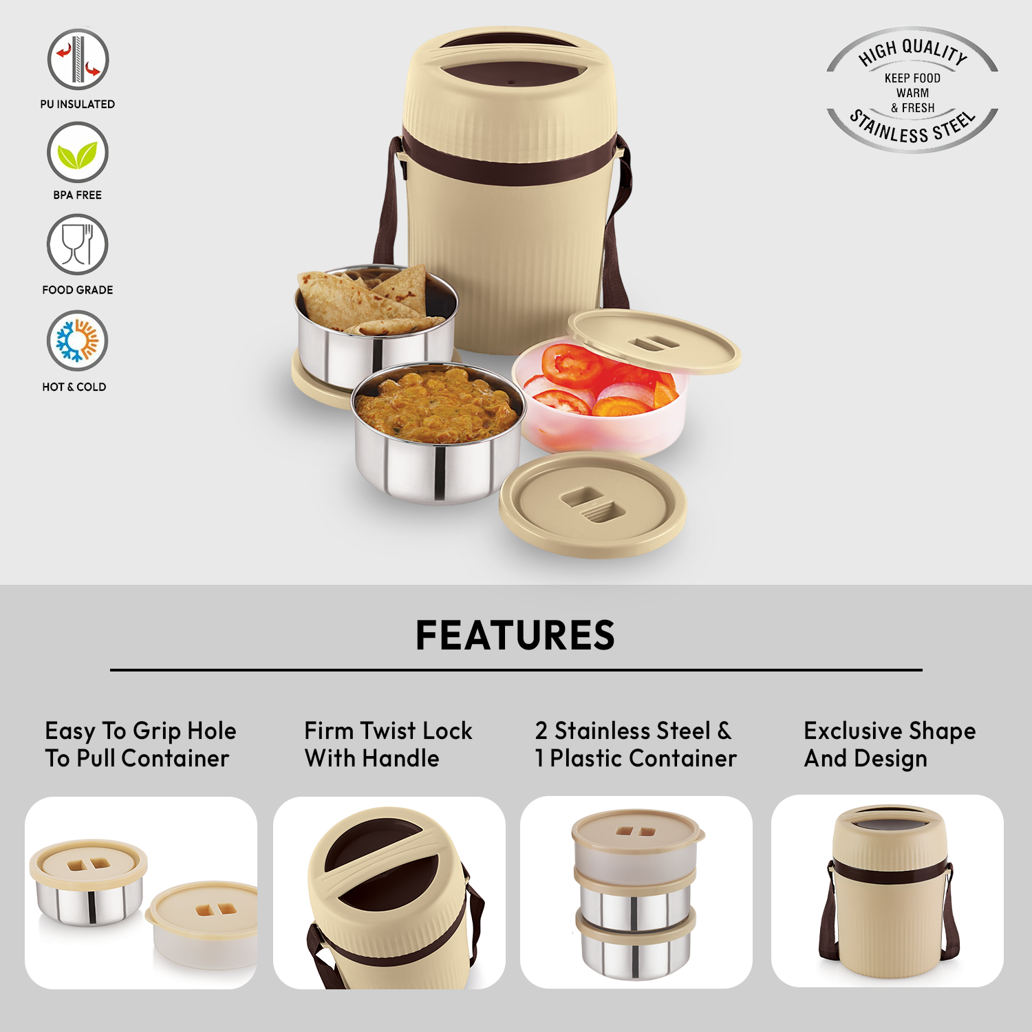 Nakoda Comet Big Office Tiffin | Set of 3