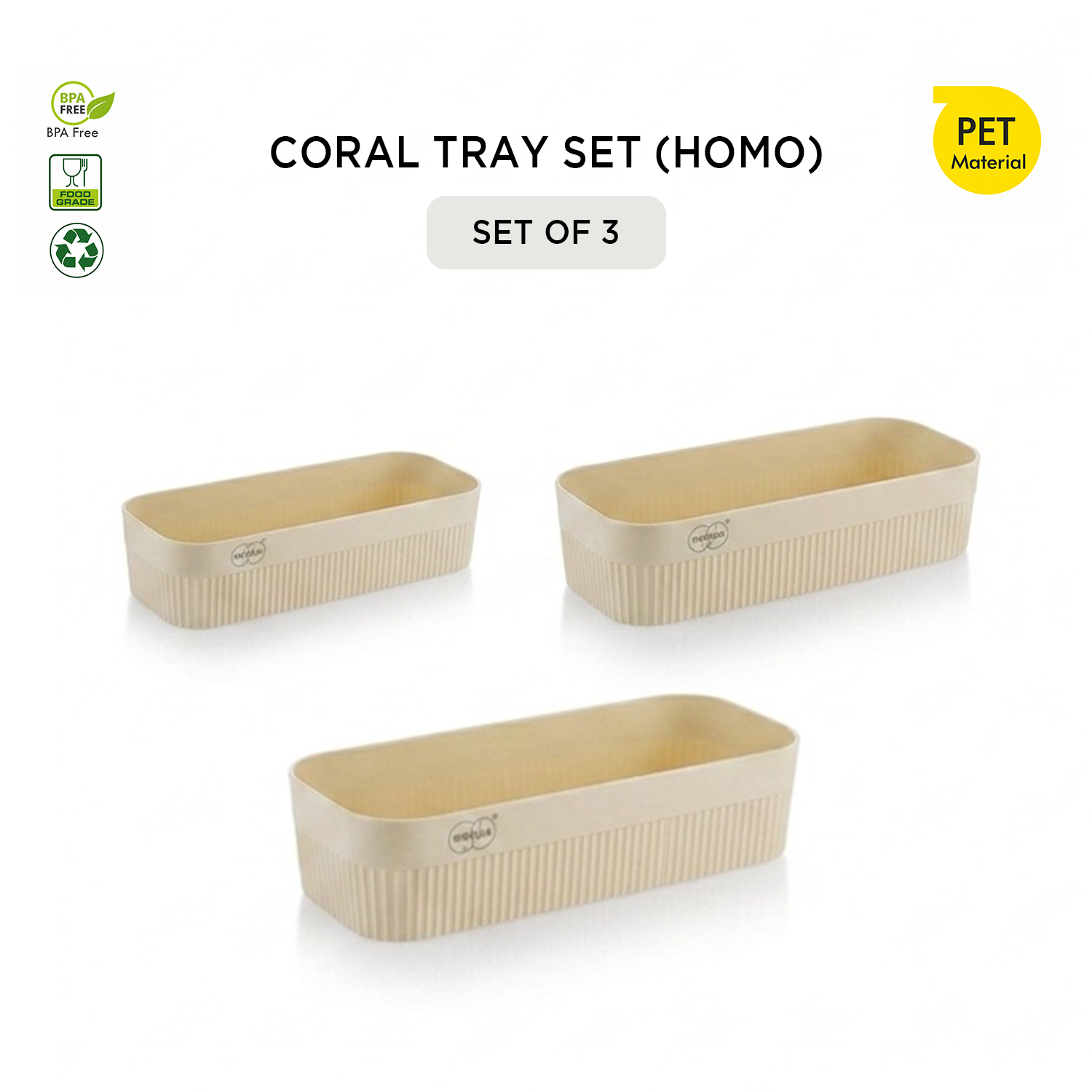 Nakoda CORAL TRAY HOMO SET OF 3 | Tray Set