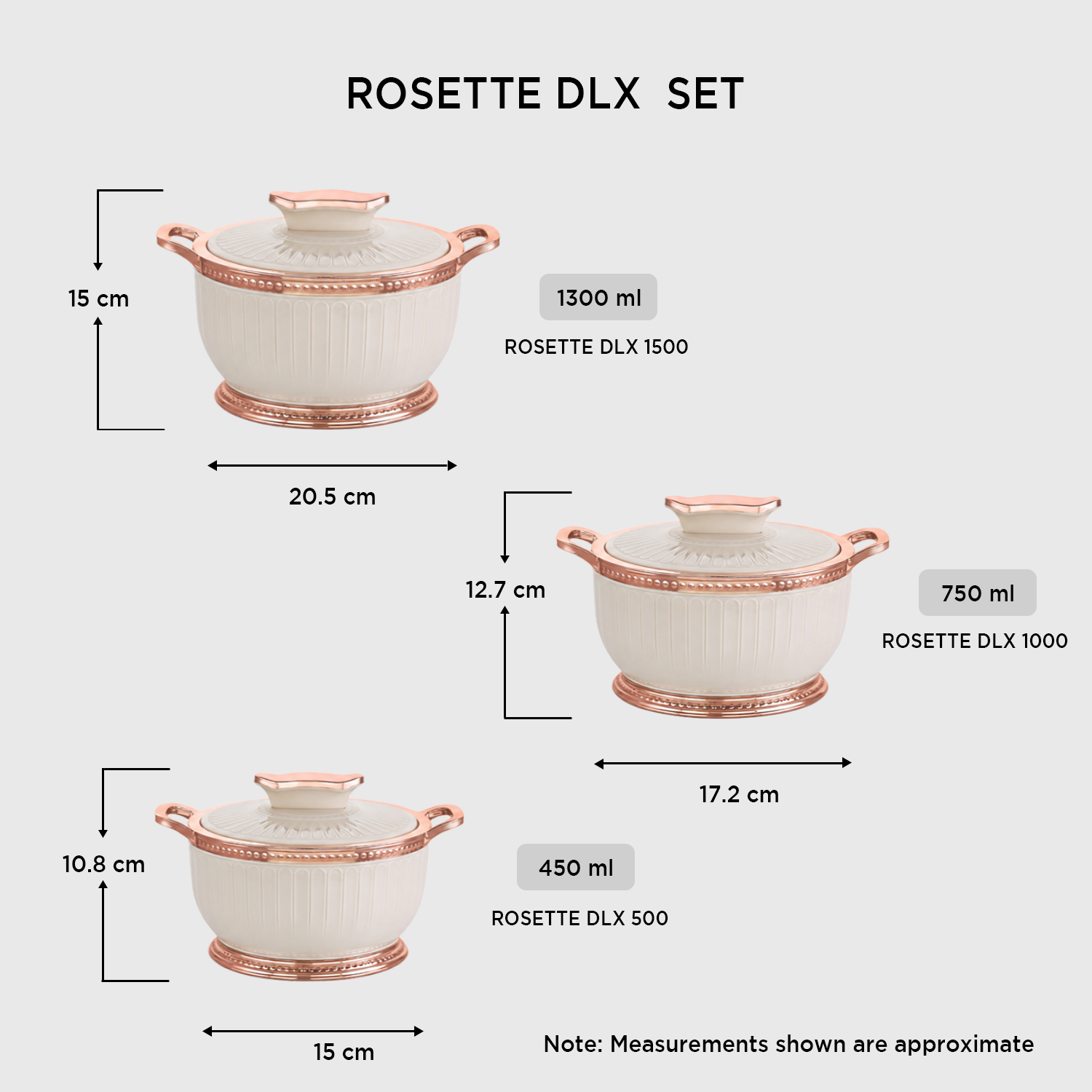 Nakoda ROSETTE SET DLX - 500/1000/1500 | Insulated Casserole Set