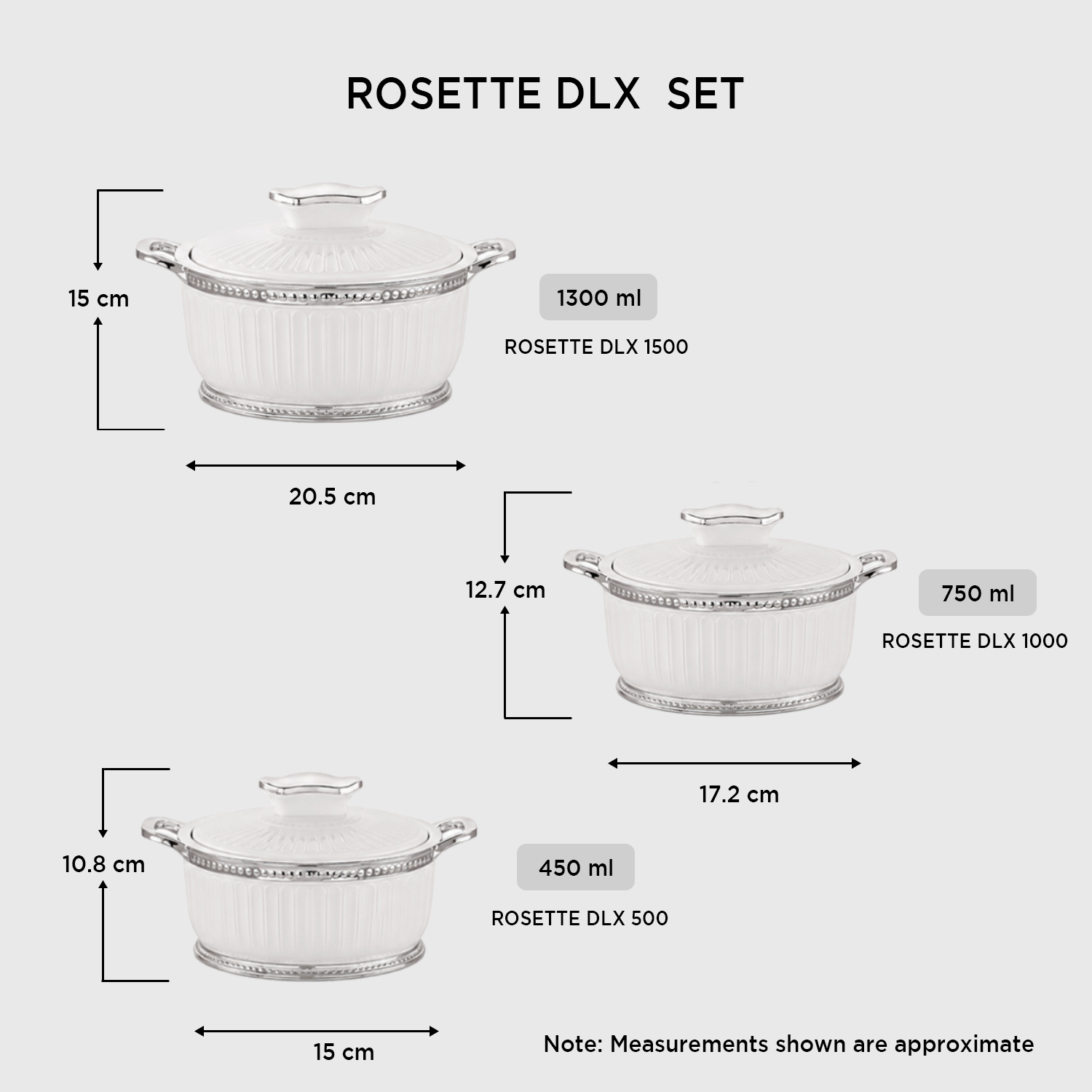 Nakoda ROSETTE SET DLX - 500/1000/1500 | Insulated Casserole Set