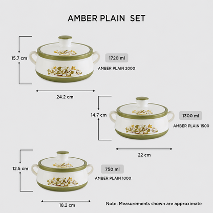 Nakoda AMBER SET PLAIN - 1000/1500/2000 | Insulated Casserole Set
