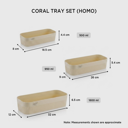 Nakoda CORAL TRAY HOMO SET OF 3 | Tray Set
