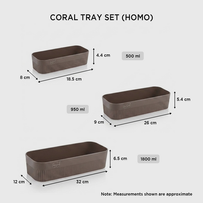 Nakoda CORAL TRAY HOMO SET OF 3 | Tray Set