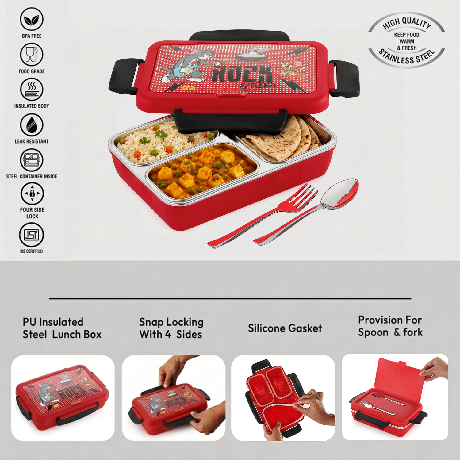 Nakoda NIOS PRINTED BIG | 3 Partition | School Tiffin Box