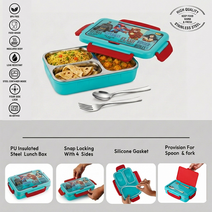 Nakoda NIOS PRINTED BIG | 3 Partition | School Tiffin Box