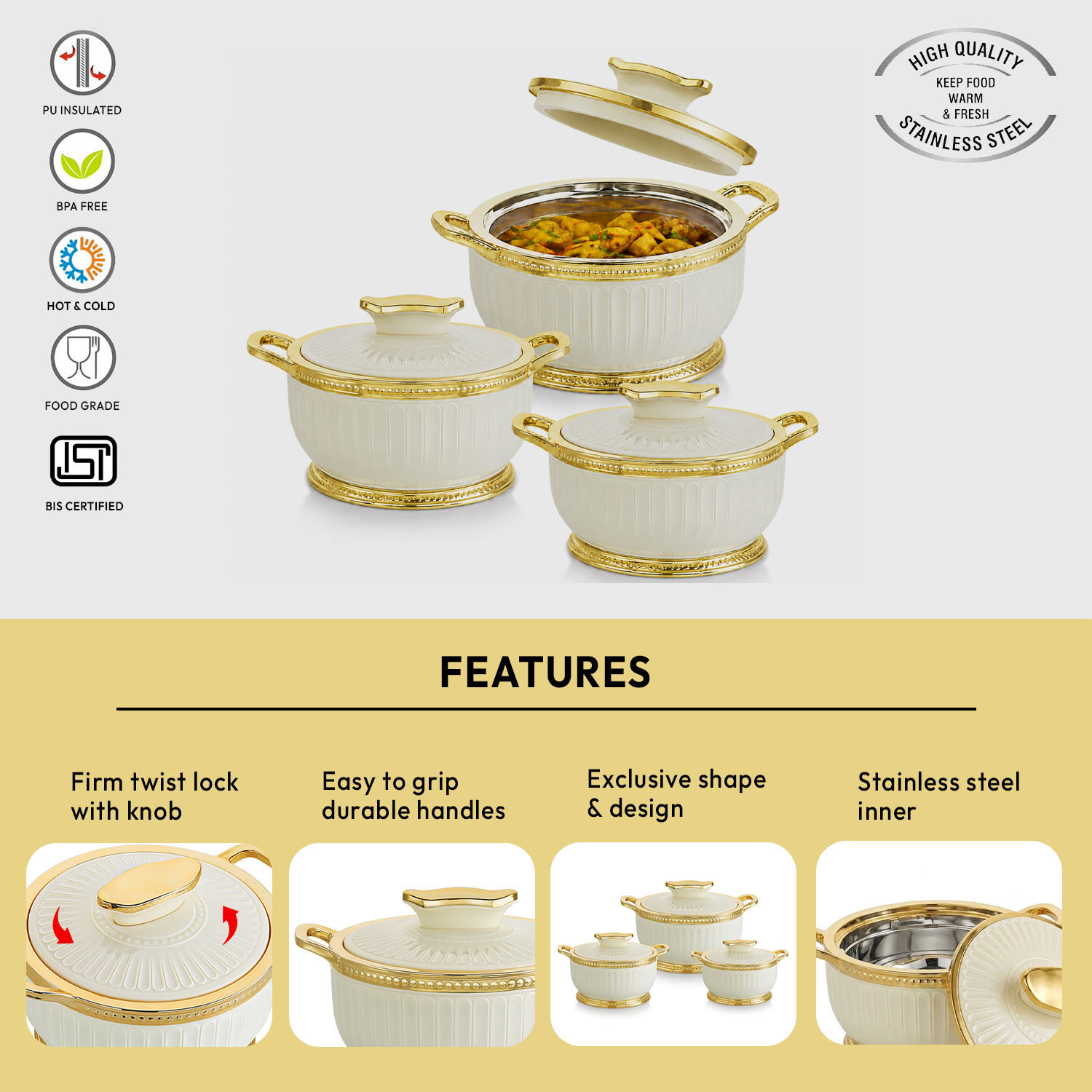 Nakoda ROSETTE SET DLX - 500/1000/1500 | Insulated Casserole Set