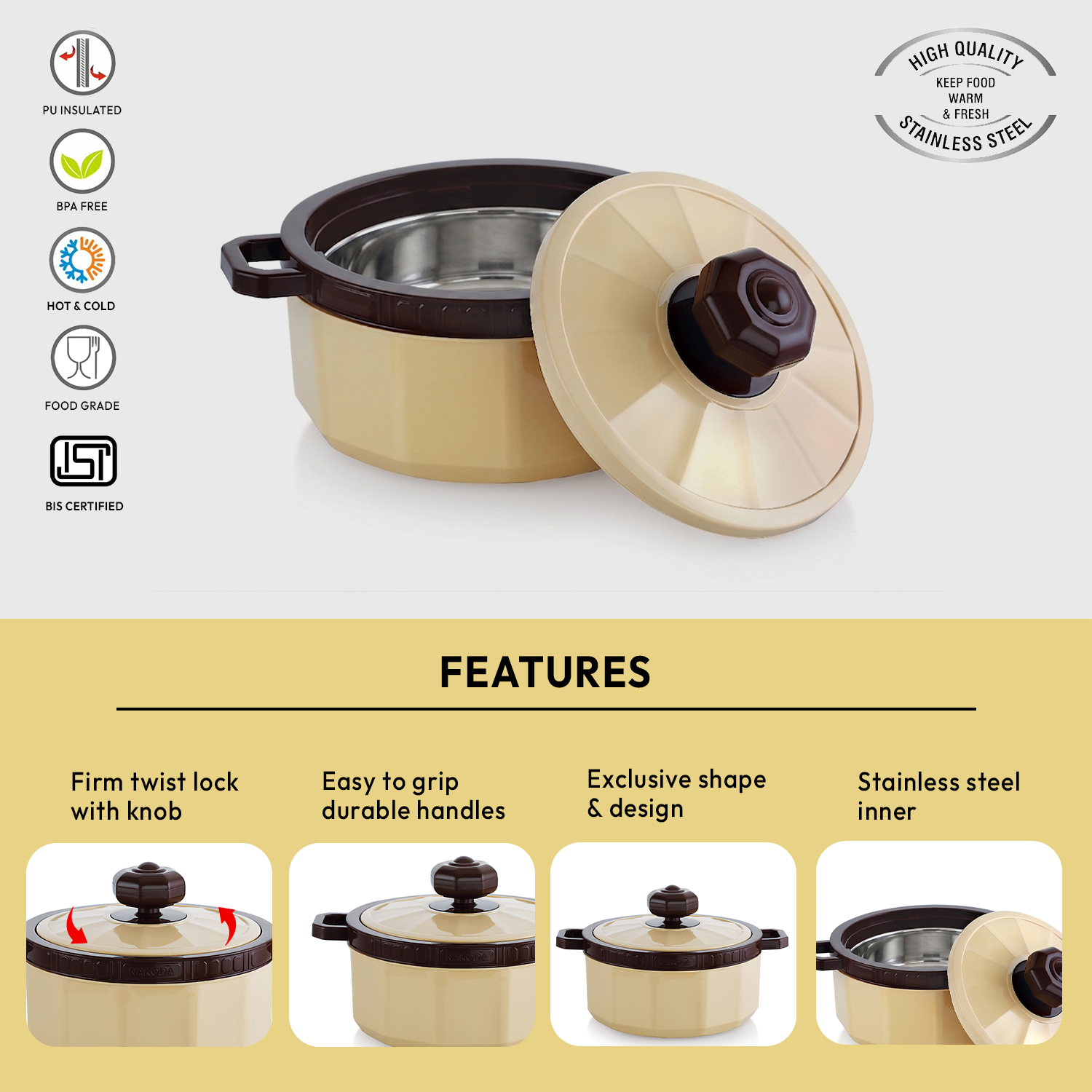 Nakoda IMPERIA PLAIN 2000 Insulated Casserole