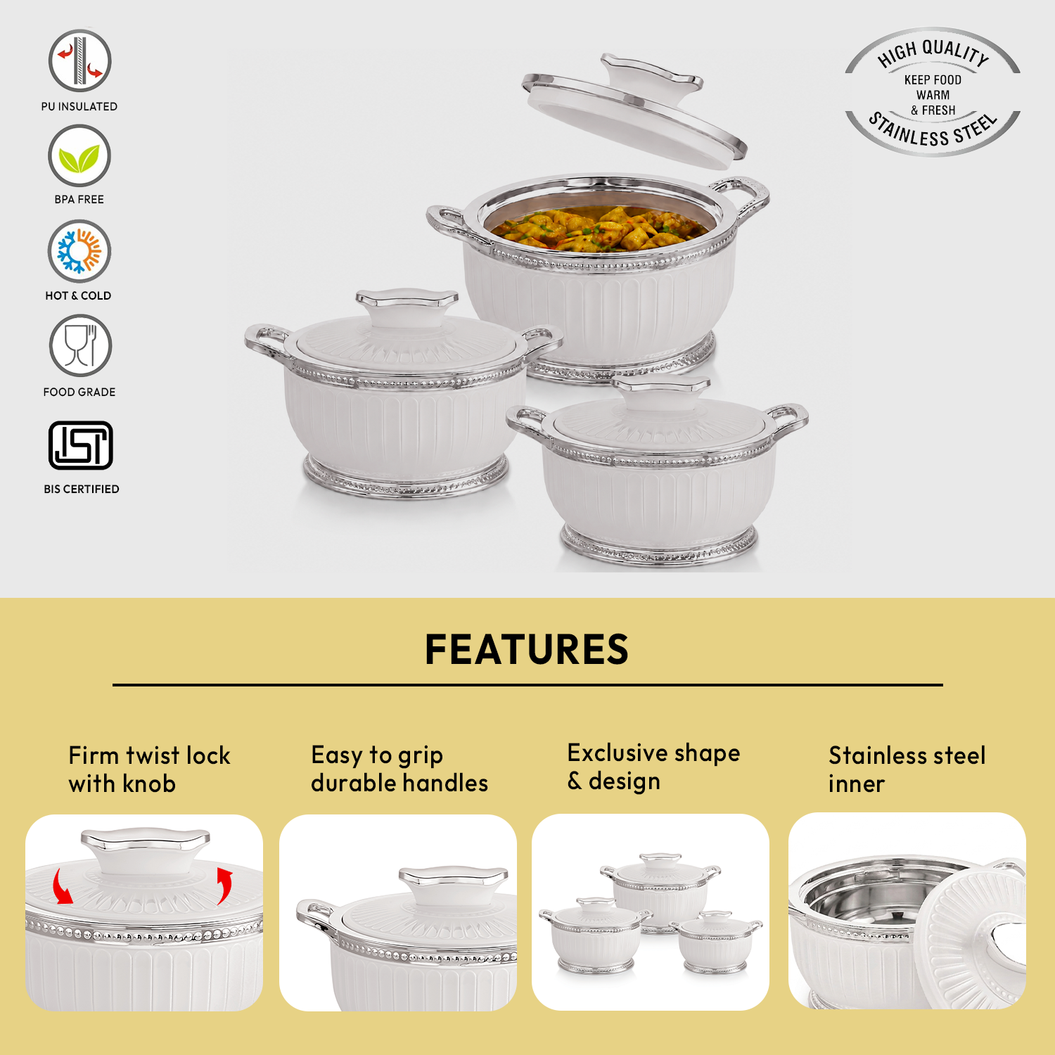 Nakoda ROSETTE SET DLX - 500/1000/1500 | Insulated Casserole Set