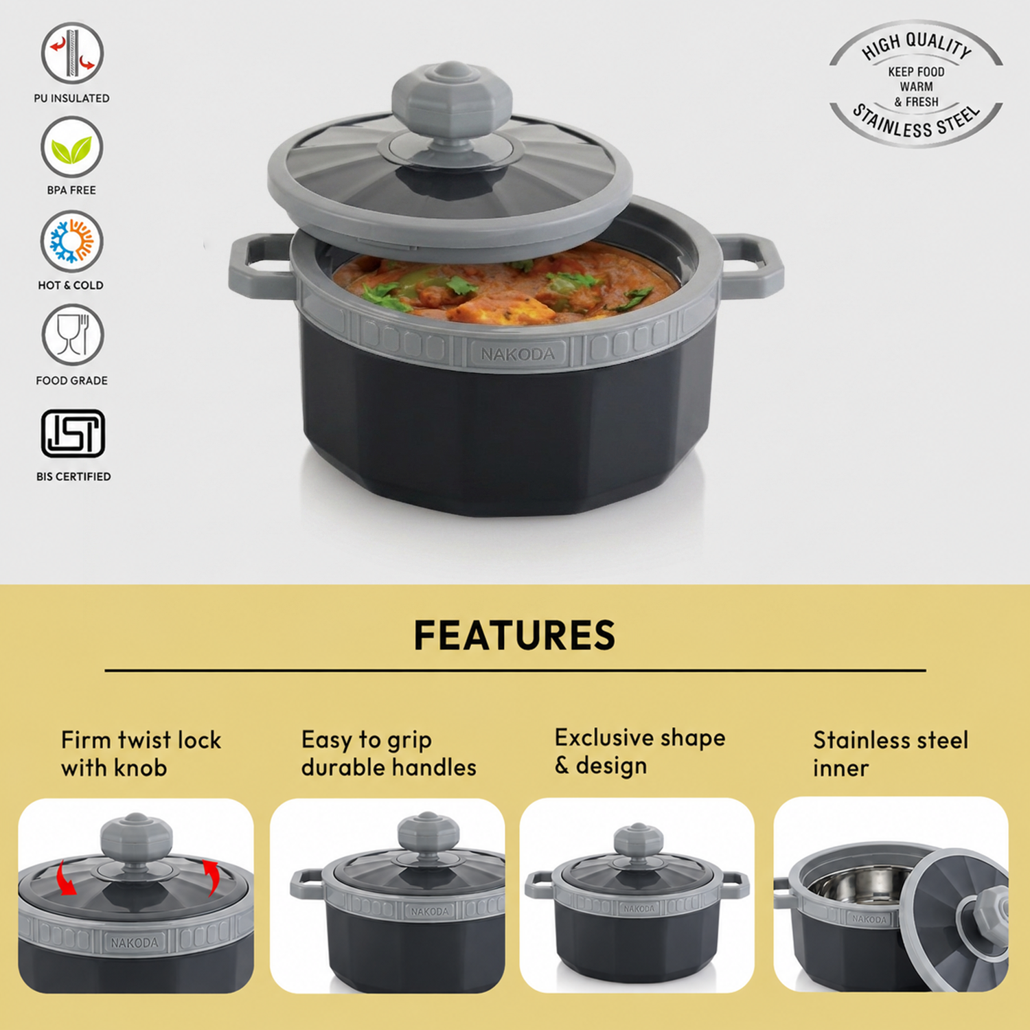 Nakoda IMPERIA PLAIN 2000 Insulated Casserole