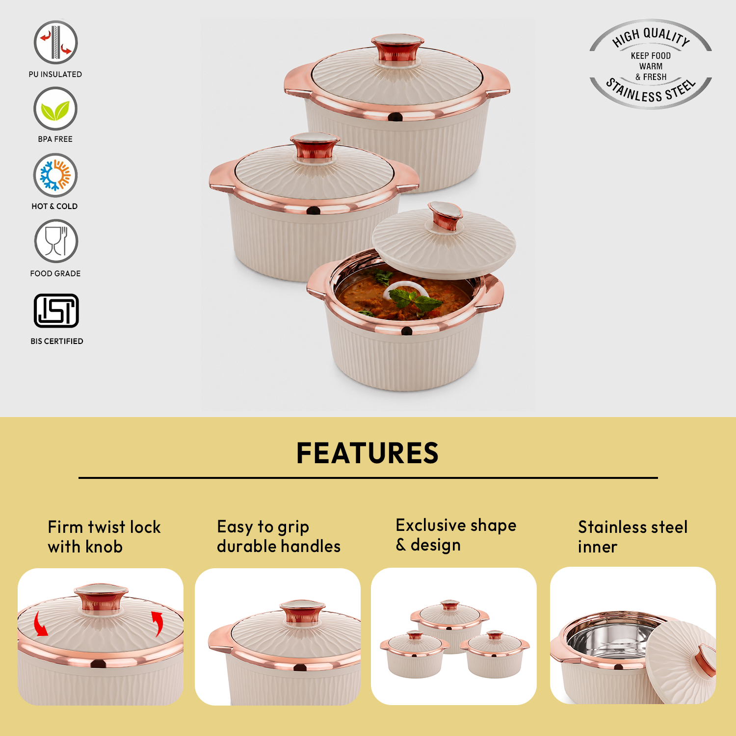 Nakoda STELLA SET DLX - 500/1000/1500 | Insulated Casserole Set
